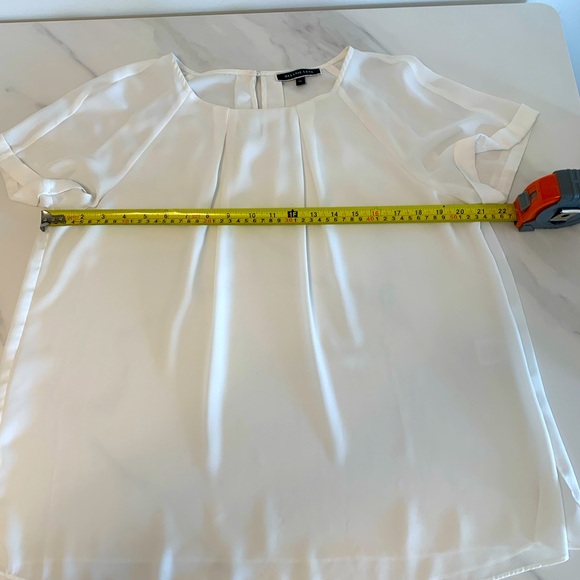 Elegant Melanie Lyne Sheer Cuffed Short Sleeve White Women's Blouse Sz 12 - Picture 5 of 8